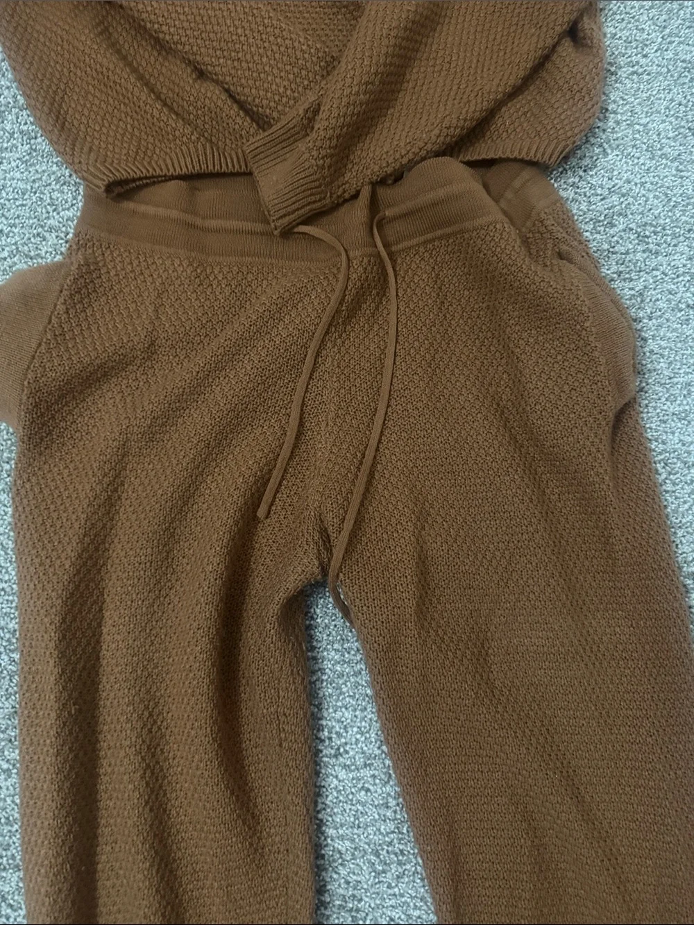 PrettyLittleThing Rust Off-the-Shoulder Knit Sweater Set